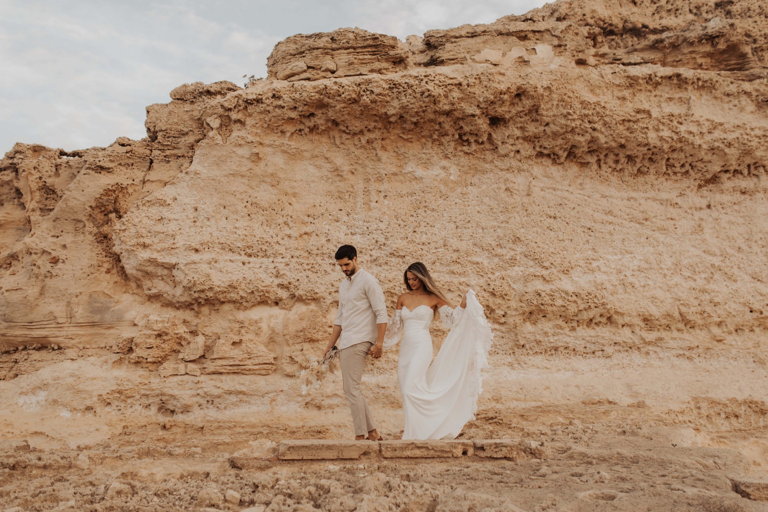 wedding first look elopement day, bride and groom embracing